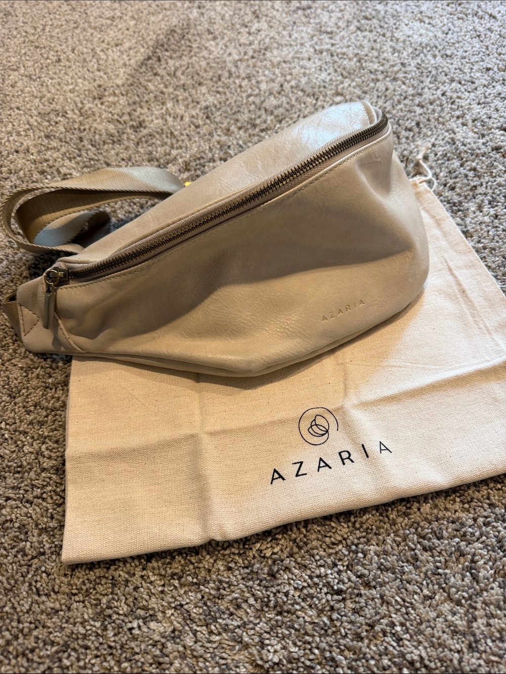 Azaria Taupe Leather Crossbody Belt Bag
